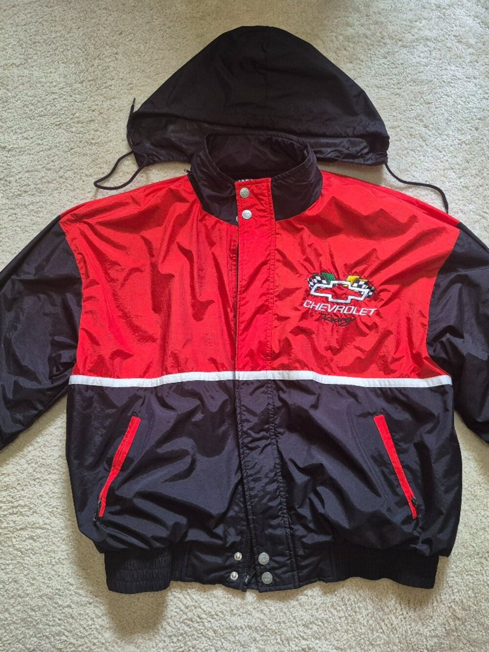 Racing Champions Vtg Embroidered Large Chevrolet Jacket Bomber Red/Black NASCAR